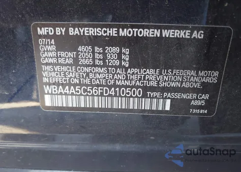 2015 BMW 428 Gran Coupe z USA, uszkodzony, nr VIN WBA4A5C56FD410500